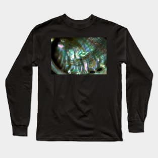 BLACK RAINBOW MOTHER OF PEARL SHELL METALLIC SHIMMER Long Sleeve T-Shirt